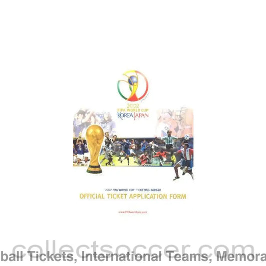 2002 World Cup Korea Japan Official Ticket Application Form