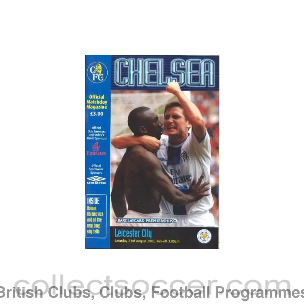 2003 - Chelsea v Leicester City official programme 23/08/2003