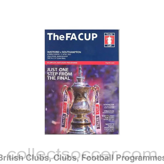 2003 FA Cup Semi Final Programme Southampton v Watford