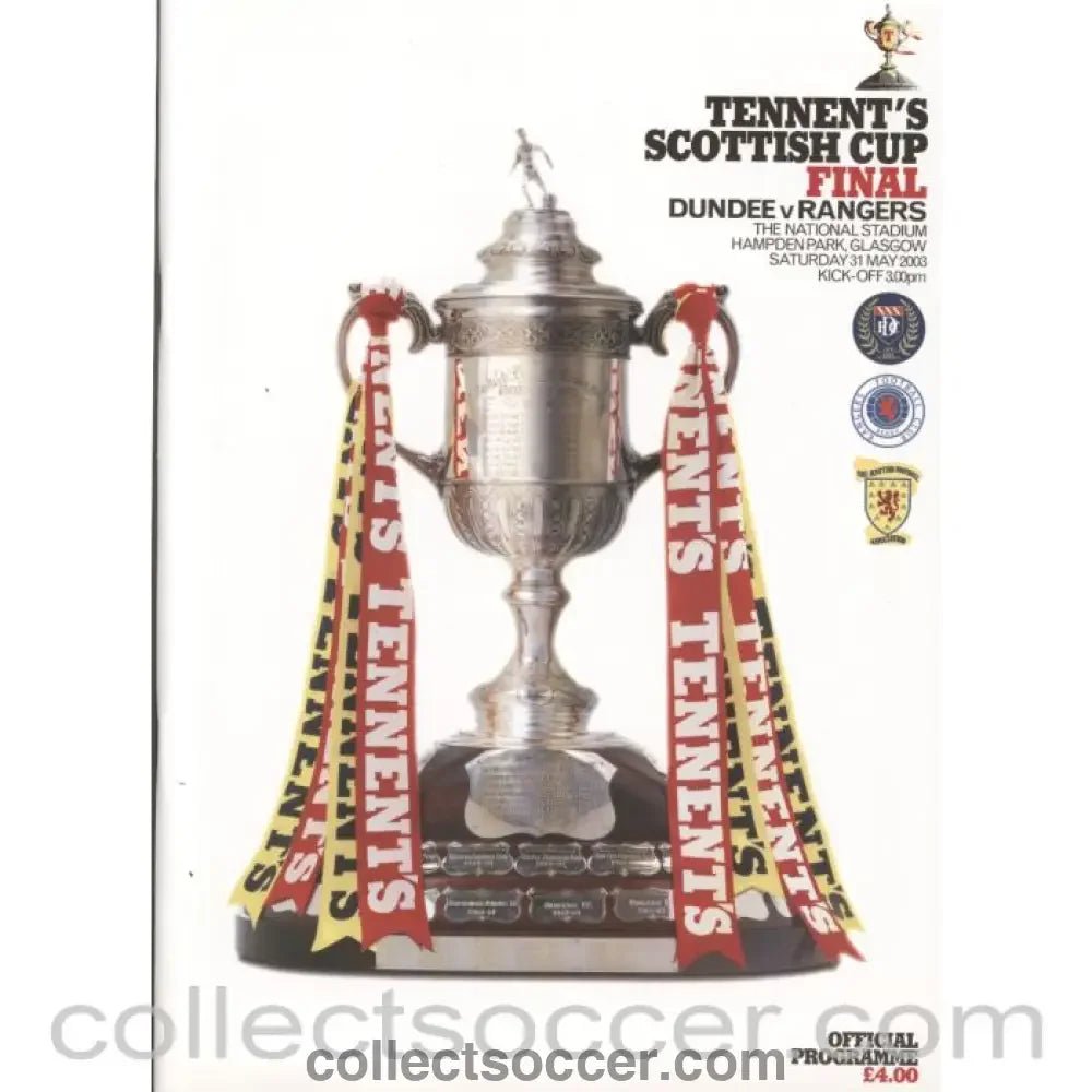 2003 Scottish Cup Final Dundee v Rangers Official Football Programme - Collect Soccer
