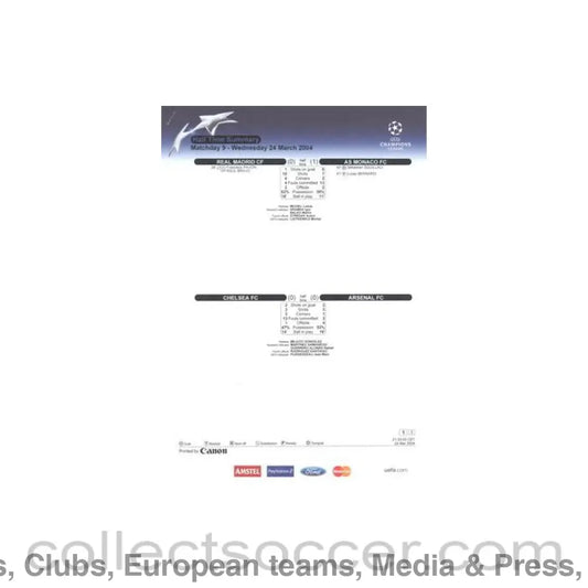 2004 - Chelsea v Arsenal and Real Madrid v Monaco Half Time Summary 24/03/2004 Champions League