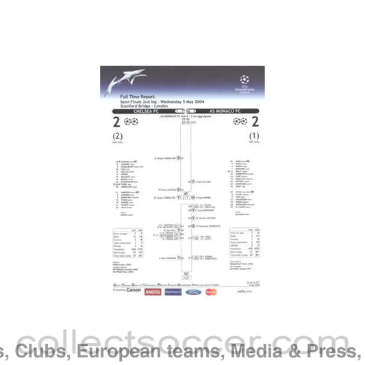 2004 - Chelsea v Monaco Full Time Report 05/05/2004 Champions League Semi-Final