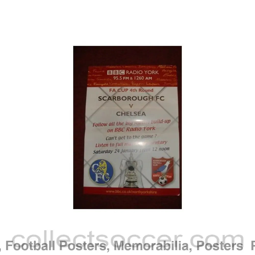 2004 - Scarborough v Chelsea 24/01/2004 poster FA Cup 29.5 x 42 cm BBC production