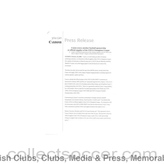 2004 - Stuttgart v Chelsea Canon Press Release 25/02/2004 Chamions League