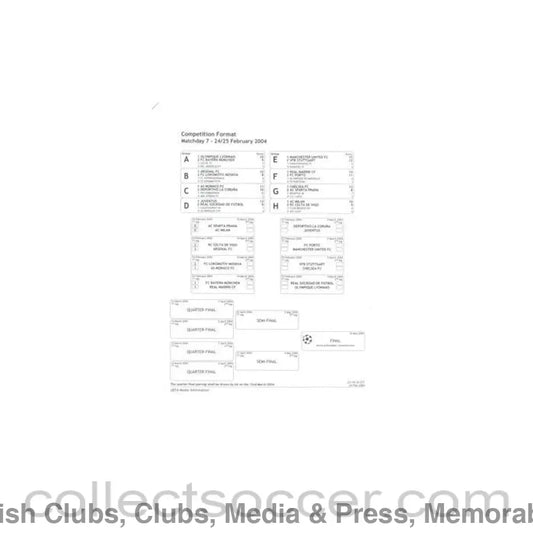 2004 - Stuttgart v Chelsea Competition Format 25/02/2004 Chamions League