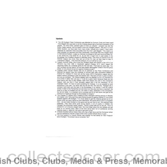 2004 - Stuttgart v Chelsea press update 25/02/2004 Chamions League