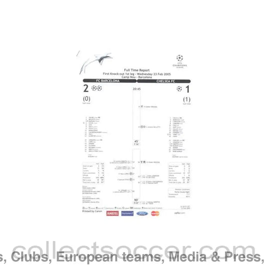 2005 - Barcelona v Chelsea Full Time Report 23/02/2005 Champions League