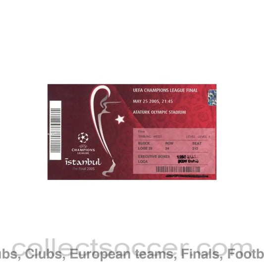 2005 Champions League Final AC Milan v Liverpool ticket 25/05/2005 in Istanbul