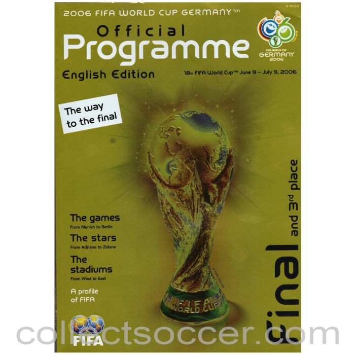 2006 World Cup Final Official Programme Final and 3rd Place German Edition