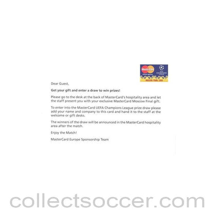 2008 Champions League Final in Moscow Mastercard card for a gift and draw to win prizes