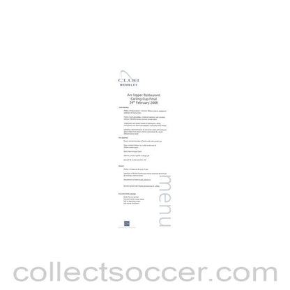 2008 Carling Cup Final at Wembley menu 24/02/2008