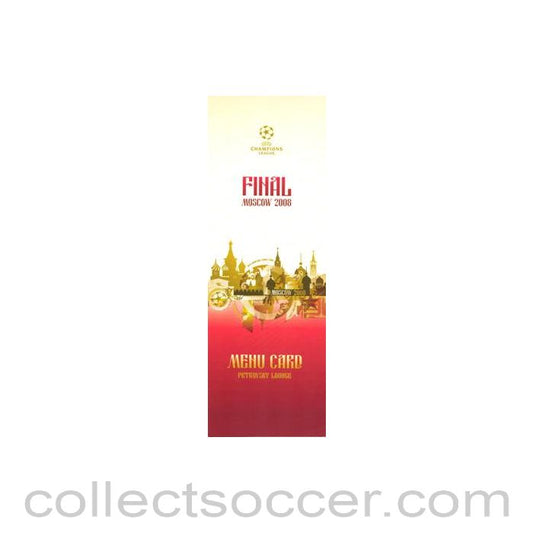 2008 Champions League Final Manchester United v Chelsea im Moscow Menu of the Petrovsky Lounge
