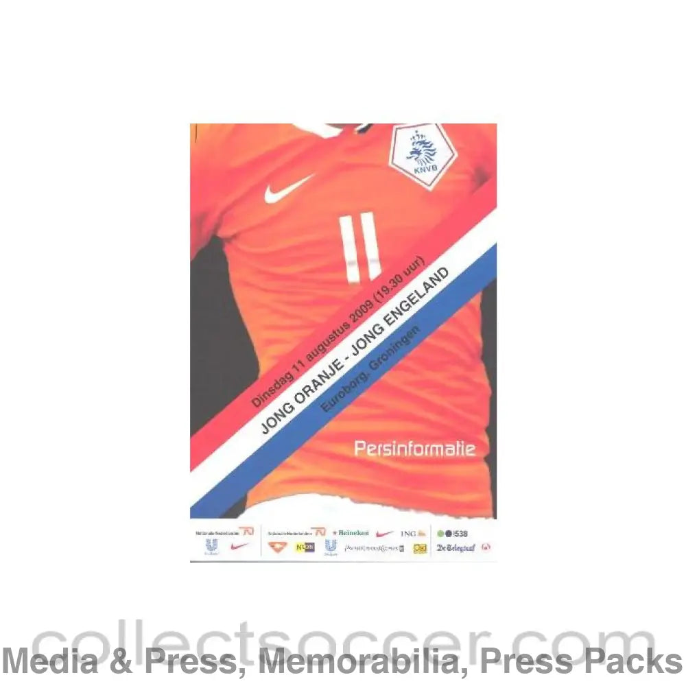 2009 - Holland v England official press pack 12/08/2009 in Dutch