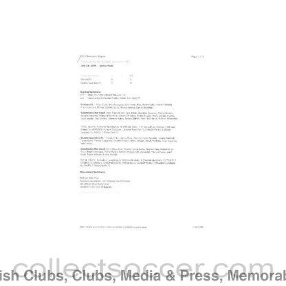 2009 - Seattle Sounders v Chelsea score report full time stats on an American size paper 18/07/2009 played in the USA