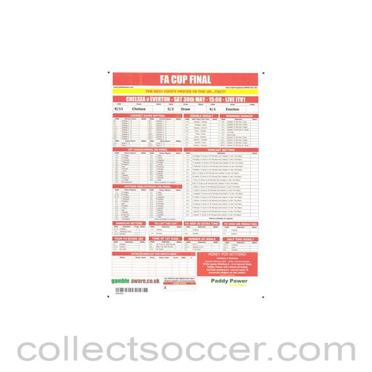2009 F.A. Cup Final Chelsea v Everton 30/05/2009 Paddy Power betting slip