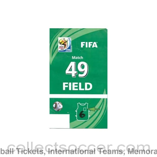 2010 World Cup Photographer Bib Ticket Match 49 Uruguay v South Korea 26/06/2010