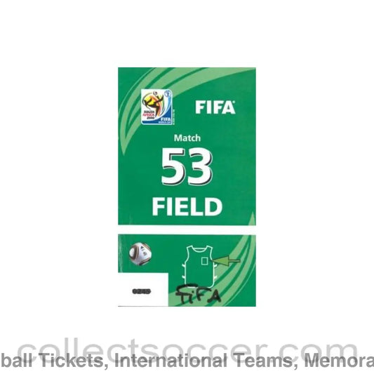 2010 World Cup Photographer Bib Ticket Match 53 Netherlands v Slovakia 28/06/2010