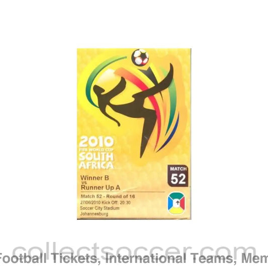 2010 World Cup yellow ticket Match 52 Argentina v Mexico 27/06/2010
