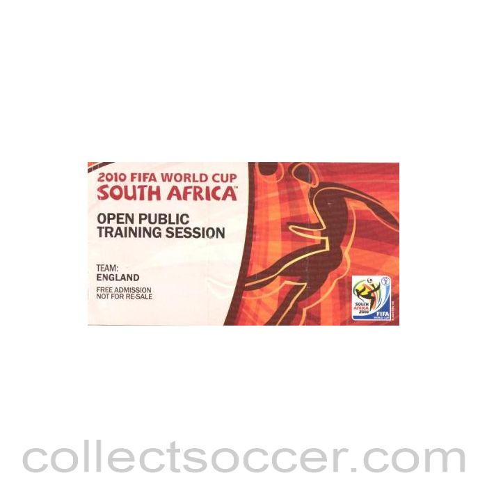 2010 World Cup ticket Platinum Stars F.C. v England 07/06/2010 World Cup 2010 Warm-Up Friendly Match