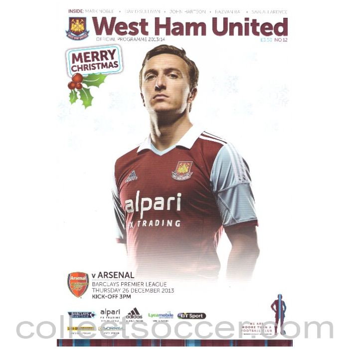 2013 West Ham United v Arsenal Football Programme