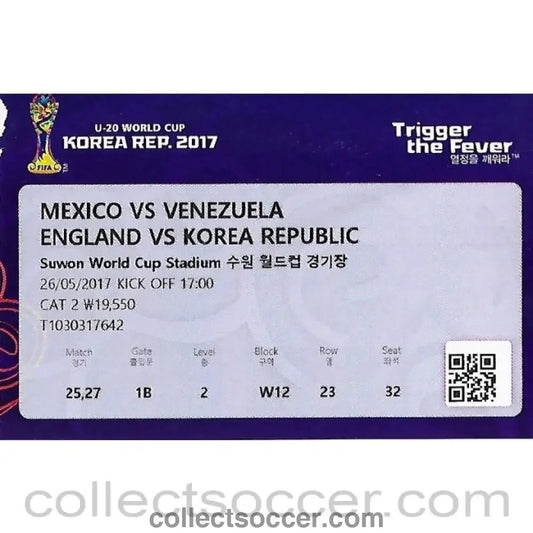 2017 Under 20 World Cup Ticket England v Korea