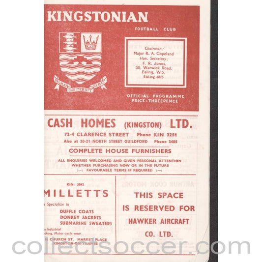 1958 - Kingstonian v Wimbledon 27/12/1958