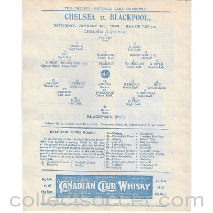 1906 - Chelsea v Blackpool 6/1/1906 First Ever Season Official Programme