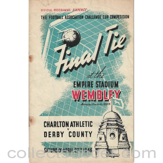 1946 FA Cup Final Programme Charlton v Derby County