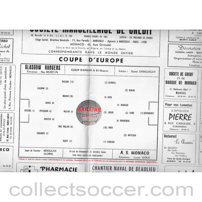 1961 - Monaco v Glasgow Rangers 5/9/1961 Official Programme