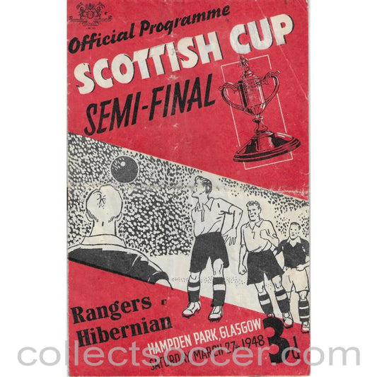 1948 - Glasgow Rangers v Hibernian Scottish Cup Semi Final Programme 27/03/1948