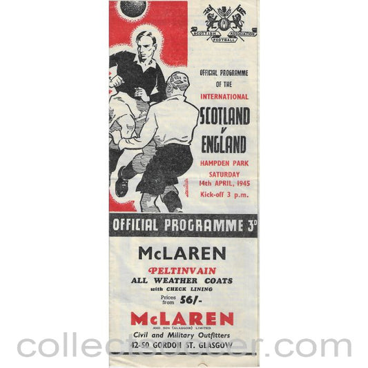 1945 - Scotland v England Official Programme 14/4/1945