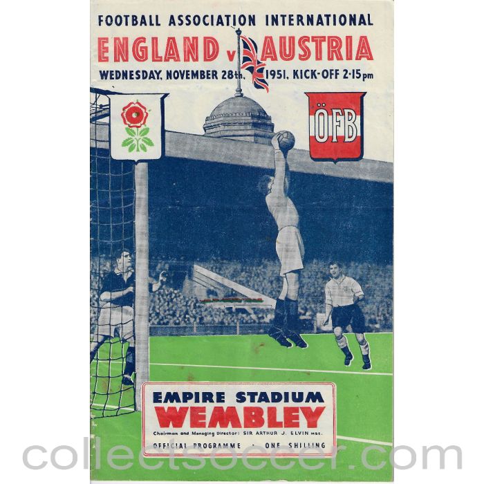 1951 England v Austria Official Programme 28/11/1951