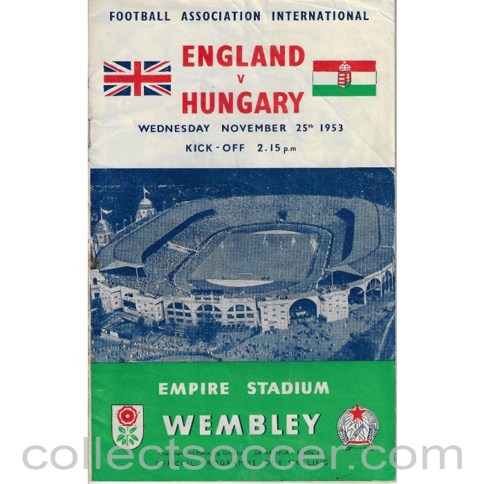 1953 England V Hungary Programme 25/11/1953