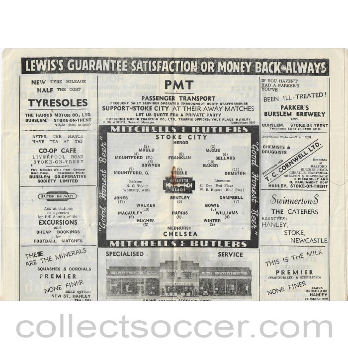 1948 - Stoke City v Chelsea 2/10/1948  Official Programme