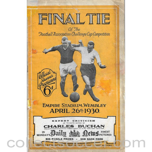 1930 FA Cup Final Programme Arsenal v Huddersfield Town