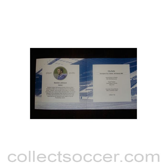 2003 - Birmingham City v Chelsea menu 08/02/2003 with a Player Profile - Damien Johnson - Midfielder