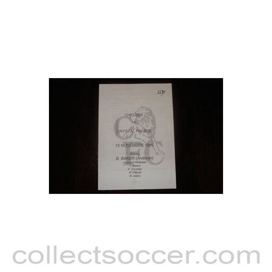 1999 - Chelsea Reserves v Crystal Palace Reserves official programme 15/11/1999 F.A. Premier Reserve League