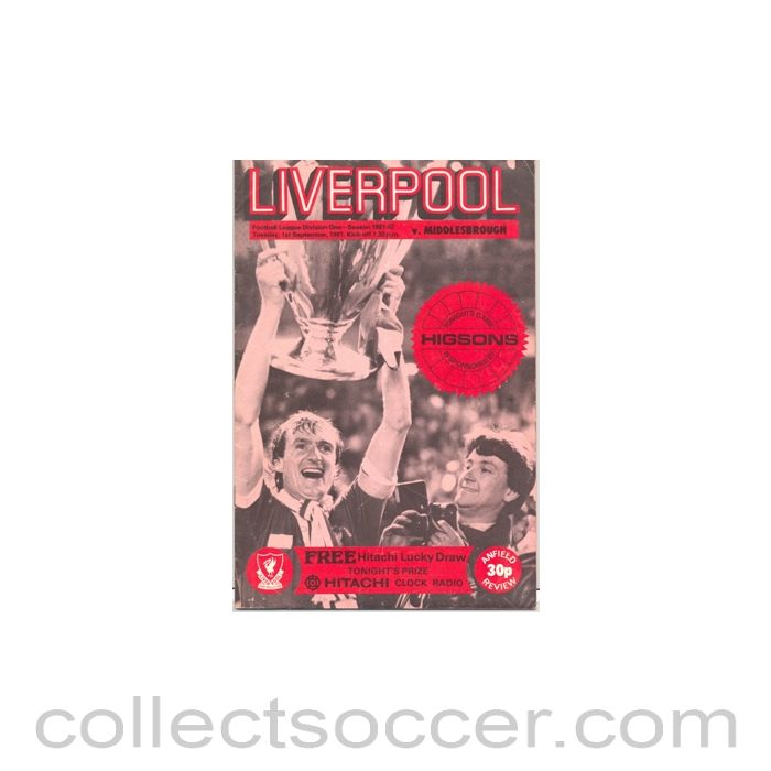 1981 - Liverpool v Moddlesbrough official programme 01/09/1981