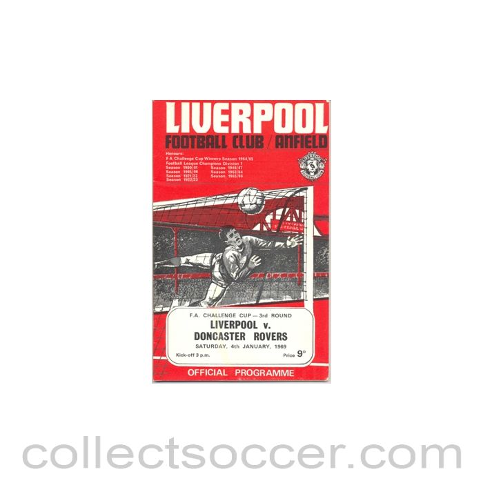 1969 - Liverpool v Doncaster Rovers official programme 04/01/1969