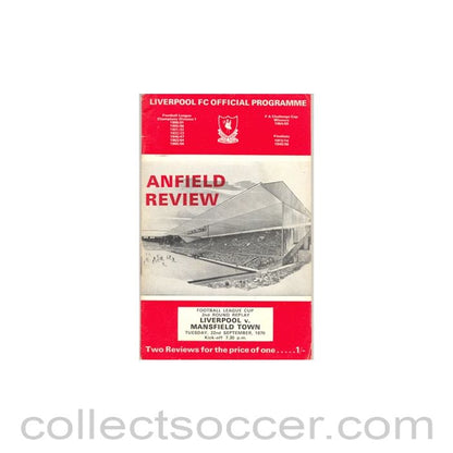 1970 - Liverpool v Mansfield Town official programme 22/09/1970