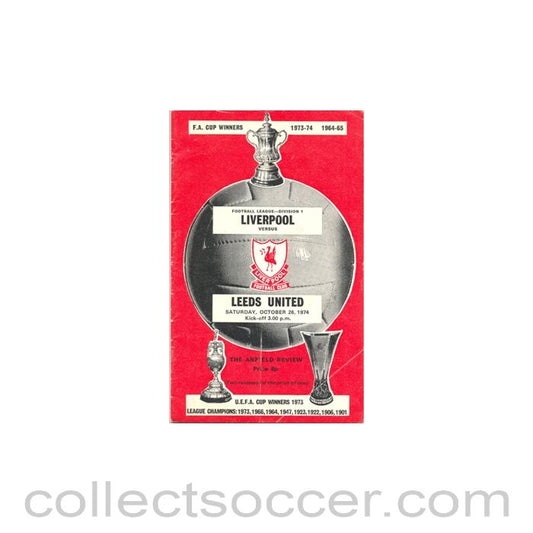 1974 - Liverpool v Leeds United official programme 26/10/1974