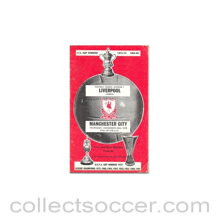 1974 - Liverpool v Manchester City official programme 26/12/1974