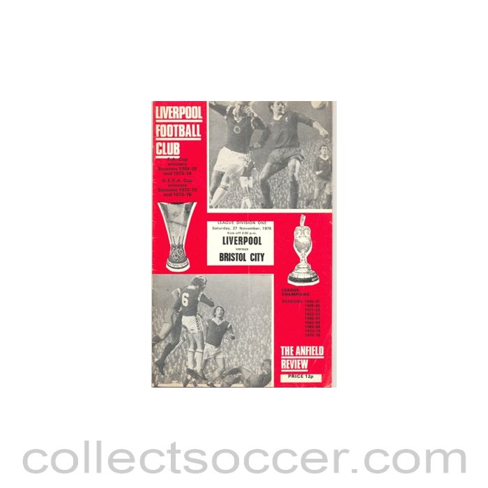 1976 - Liverpool v Bristol City official programme 27/11/1976