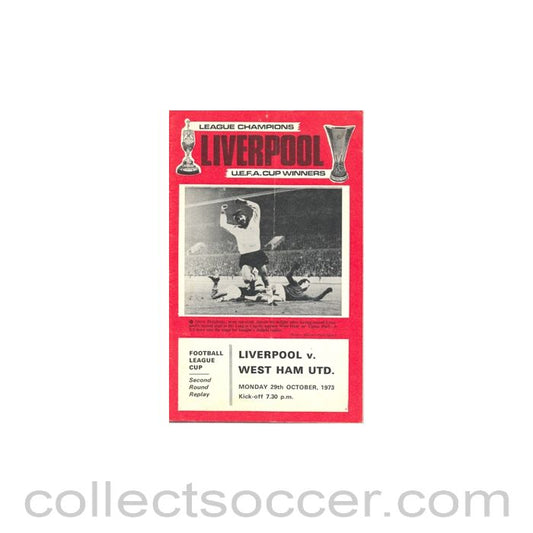 1973 - Liverpool v West Ham United official programme29/10/1973