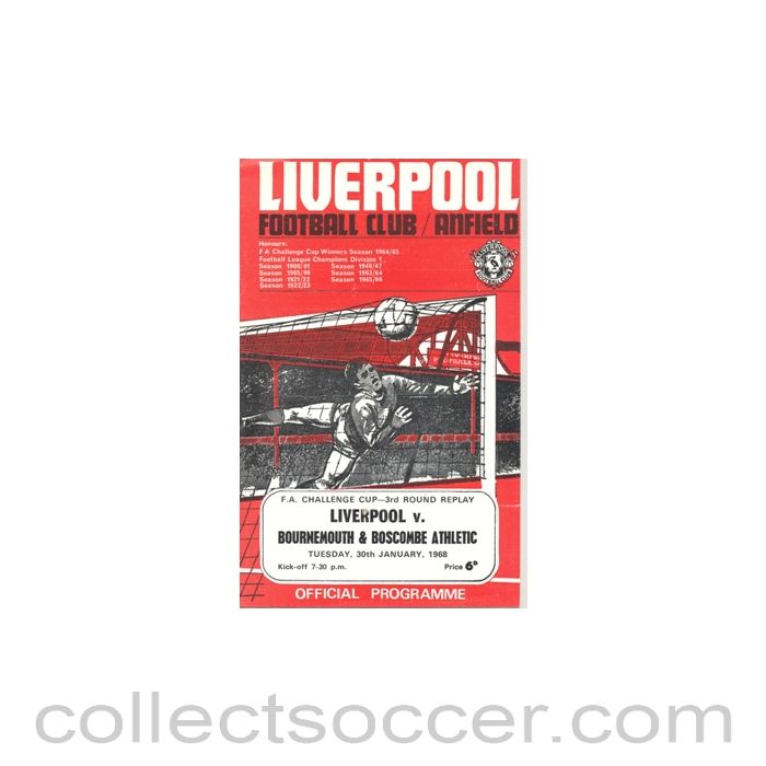 1968 - Liverpool v Bournemouth & Boscombe Athletic official programme 30/01/1968