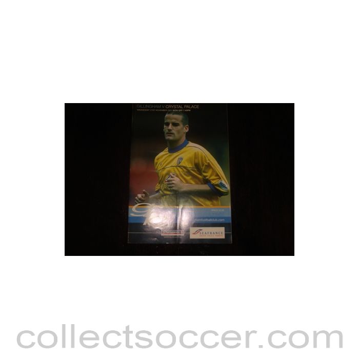 2001 - Gillingham v Crystal Palace official programme 21/11/2001