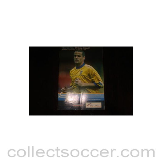 2001 - Gillingham v Crystal Palace official programme 21/11/2001