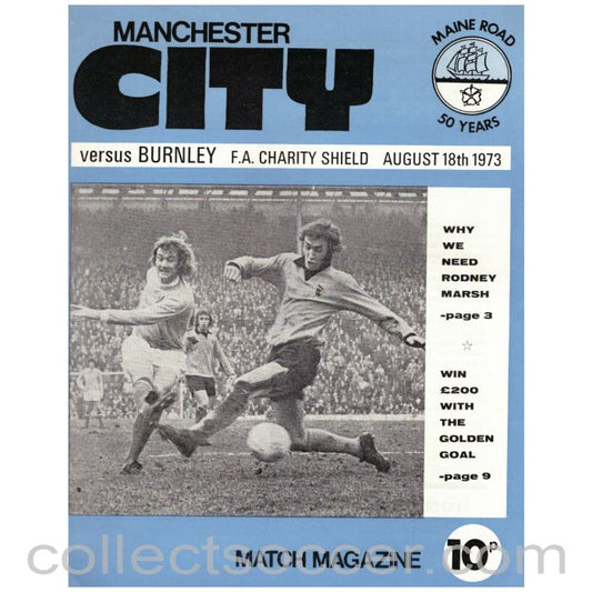 1973 Charity Shield Official Programme Manchester City v Burnley