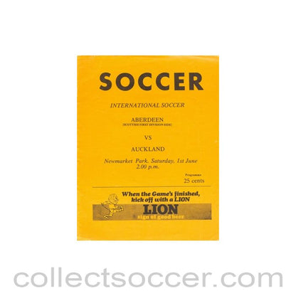 1974 In New Zealand - Auckland v Aberdeen official programme 01/06/1974