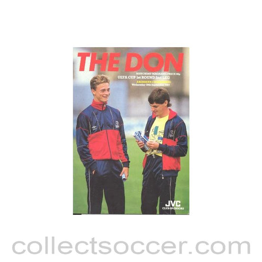 1987 Aberdeen v Bohemians UEFA Cup First Round Second Leg official programme 30/09/1987
